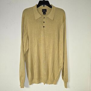Jos. A. Bank Signature Collection Men's Tan Silk Long Sleeve Polo Shirt Size XL